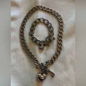 Juicy silver tone, J toggle necklace and bracelet